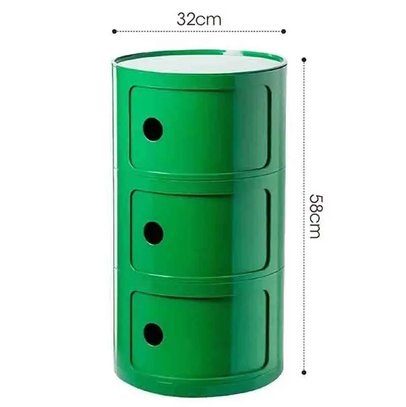 Bedside Table with Drawers Small Round Side Table Storage Cabinet Plastic Side Cabinet Nightstand for Bedroom Living Room