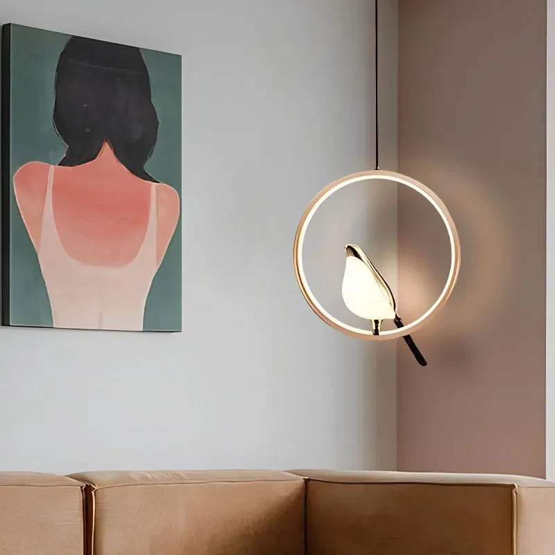 Magpie Pendant Lamp LED Living Room Bedroom Minimalist Elliptical Bedside Chandelier Restaurant Kitchen Circular Lighting Decor