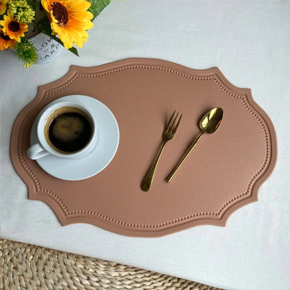 1/4/6PCS Oval Black Gift Placemats Indoor Faux Leather Kitchen Dining Table Pad Luxury Place Mat Tableware Cafe Pad 식탁매트