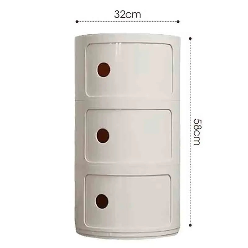 Bedside Table with Drawers Small Round Side Table Storage Cabinet Plastic Side Cabinet Nightstand for Bedroom Living Room