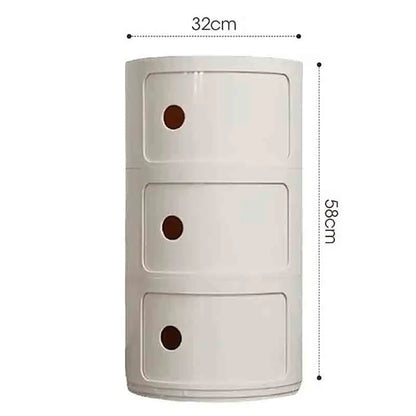 Bedside Table with Drawers Small Round Side Table Storage Cabinet Plastic Side Cabinet Nightstand for Bedroom Living Room