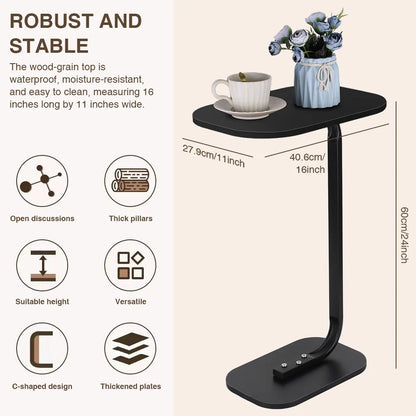 Modern Living C Shaped Sofa Side Table  24 in Tall Portable Corner Table C Shaped End Table for Coffee Drink Snack Living Room