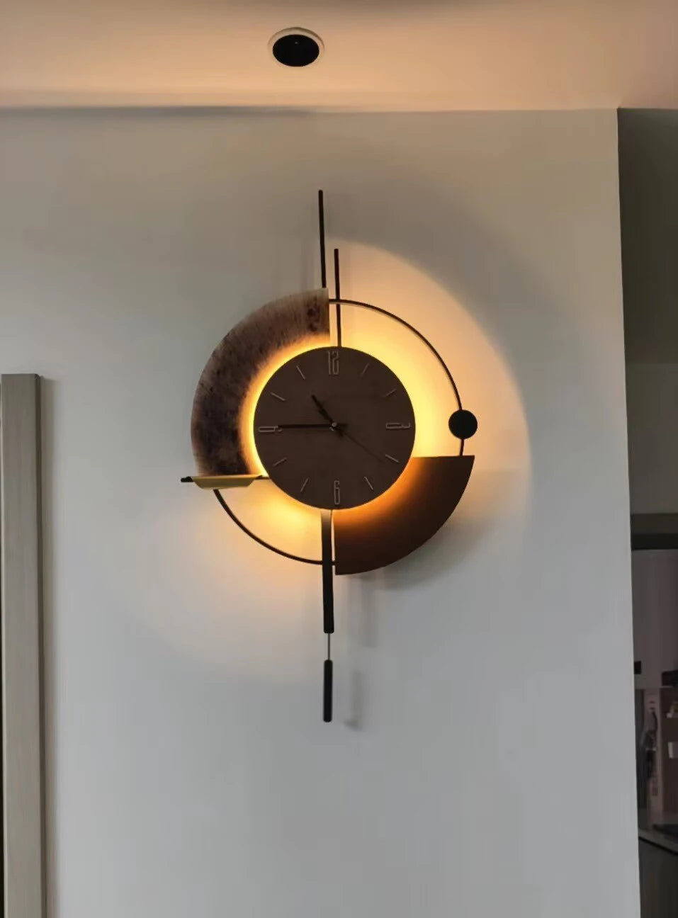 Living Room Wall-mounted Clock TV Background Wall Decoration Porch Wall Clocks with LED Light Home Decoration