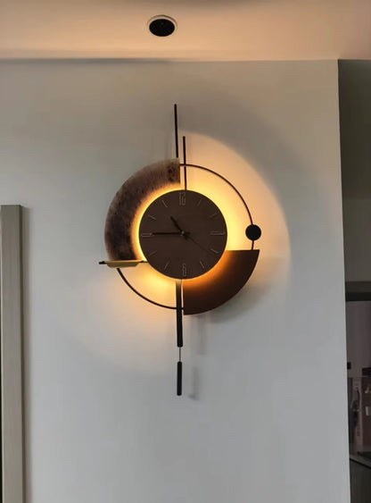 Living Room Wall-mounted Clock TV Background Wall Decoration Porch Wall Clocks with LED Light Home Decoration
