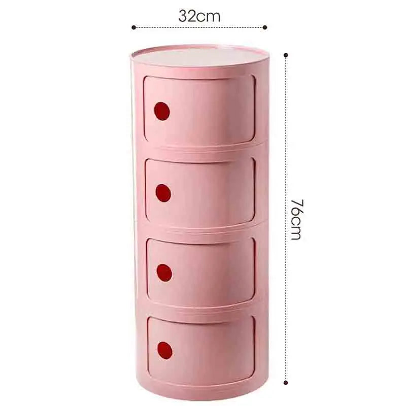 Bedside Table with Drawers Small Round Side Table Storage Cabinet Plastic Side Cabinet Nightstand for Bedroom Living Room