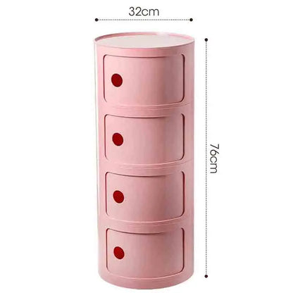 Bedside Table with Drawers Small Round Side Table Storage Cabinet Plastic Side Cabinet Nightstand for Bedroom Living Room