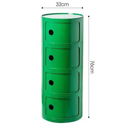 Bedside Table with Drawers Small Round Side Table Storage Cabinet Plastic Side Cabinet Nightstand for Bedroom Living Room