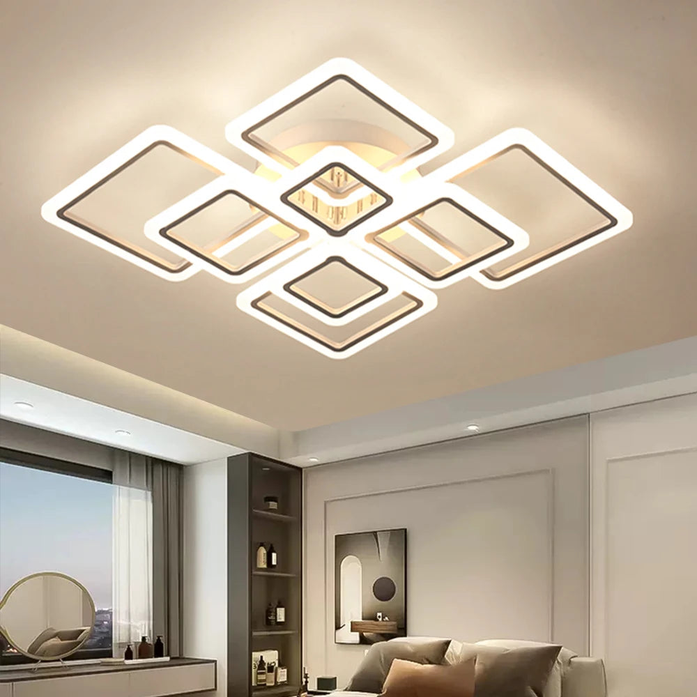 Nordic Pendant Light Ceiling Lamp Modern square LED Chandelier Suitable for Bedrooms Living Rooms Kitchen Dining Lighting Decor