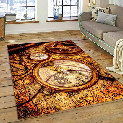 3D Ancient Nautical Chart World Map Compass Carpet Rug for Bedroom Living Room Sofa Decoration,Child Game Large Decor Floor Mat