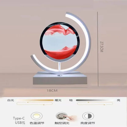LED Moving Sand Art Table Lamp Quicksand Night Light 3D Sandscape Hourglass Bedside Lamps Flowing Sand Painting Home Decor Gifts