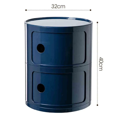 Bedside Table with Drawers Small Round Side Table Storage Cabinet Plastic Side Cabinet Nightstand for Bedroom Living Room