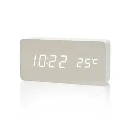 "Retro Wooden Digital Alarm Clock with LED Display & Temperature Sensor, Silent Night Light for Office/Bedroom/Living Room"