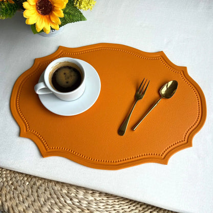 1/4/6PCS Oval Black Gift Placemats Indoor Faux Leather Kitchen Dining Table Pad Luxury Place Mat Tableware Cafe Pad 식탁매트