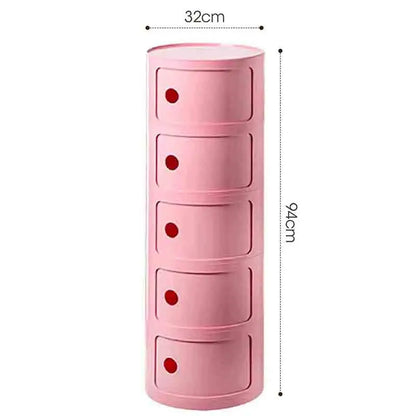 Bedside Table with Drawers Small Round Side Table Storage Cabinet Plastic Side Cabinet Nightstand for Bedroom Living Room