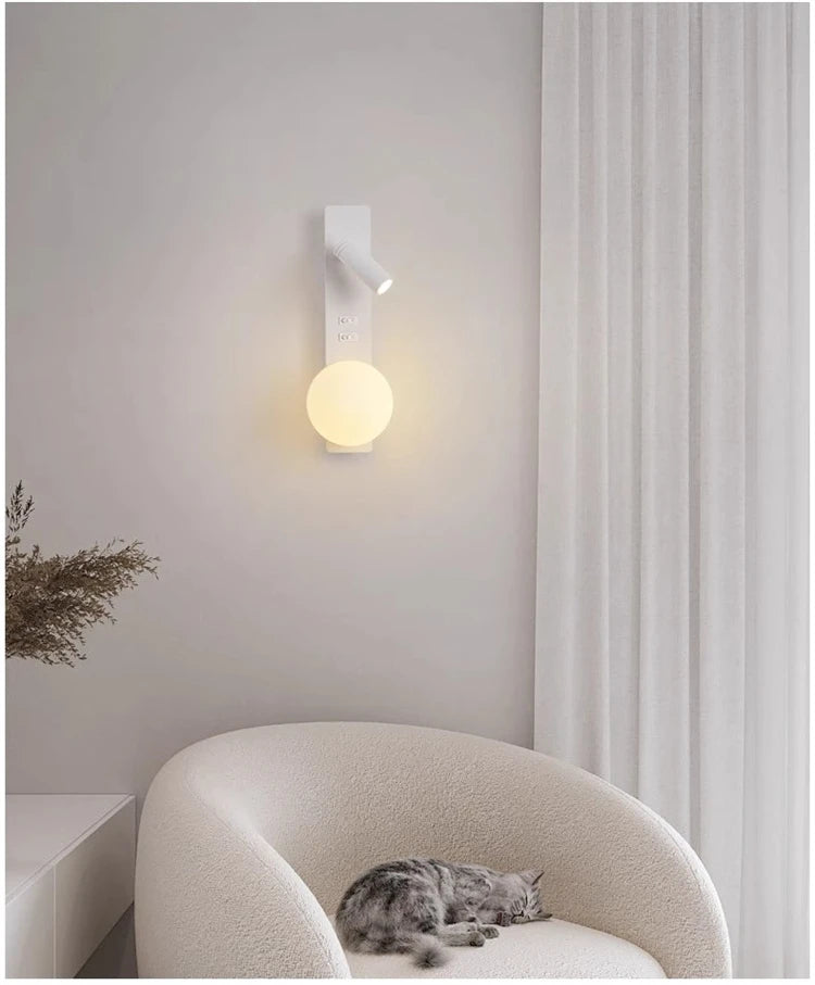 Bedroom Bedhead Reading Light Creative Minimalist LED with Switch Hotel Rooms Study Living Room Background Wall Decorative Light