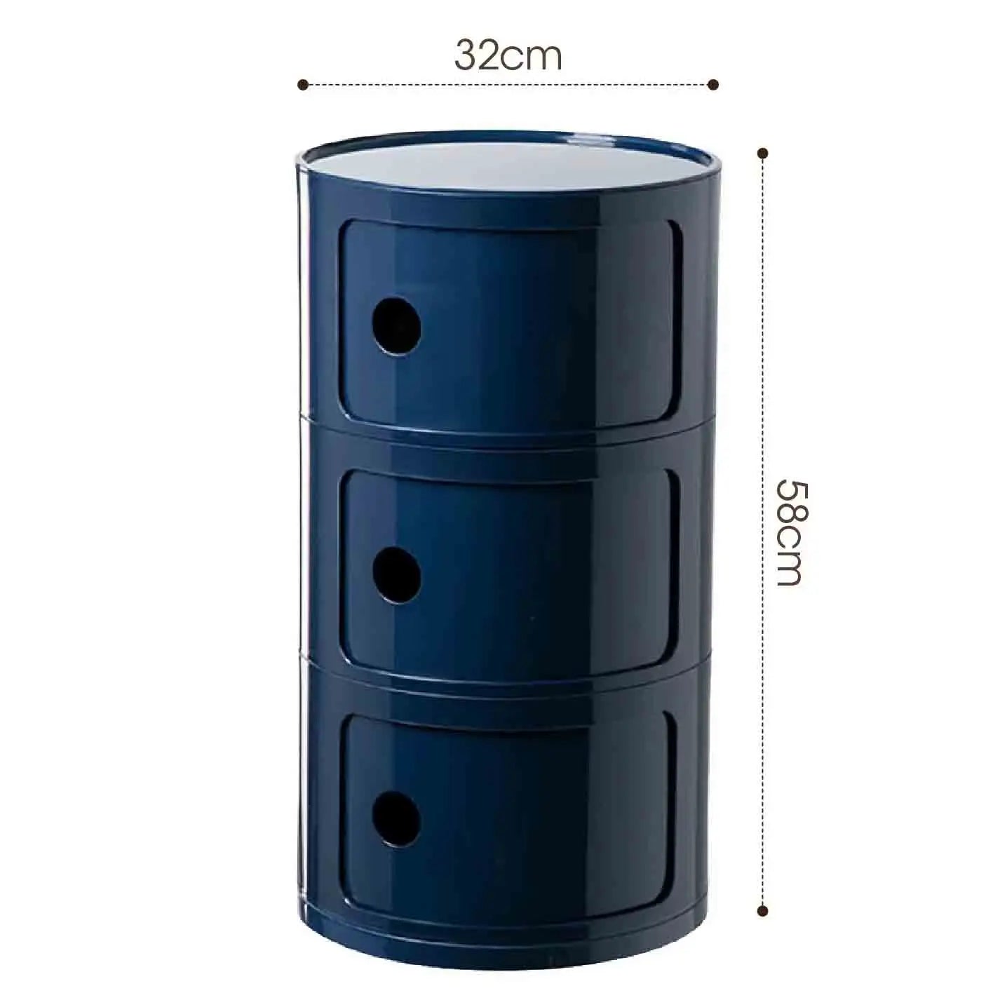 Bedside Table with Drawers Small Round Side Table Storage Cabinet Plastic Side Cabinet Nightstand for Bedroom Living Room