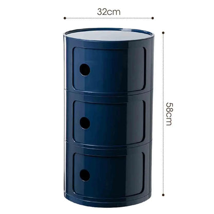 Bedside Table with Drawers Small Round Side Table Storage Cabinet Plastic Side Cabinet Nightstand for Bedroom Living Room