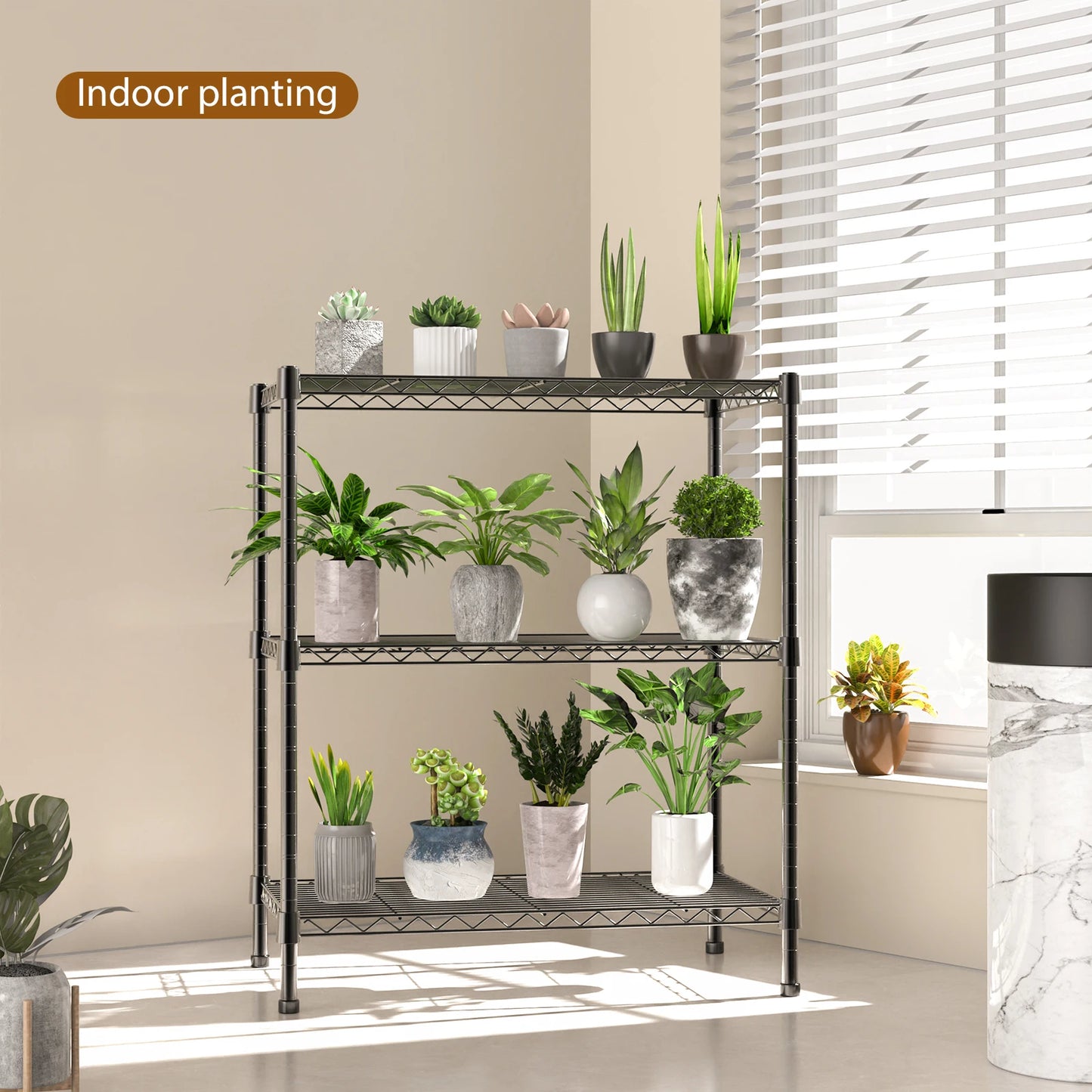 3/4/5 Tier Heavy Duty Shelving Units, Adjustable Metal Wire Storage Rack for Kitchen Garage Pantry Living Room Warehouse