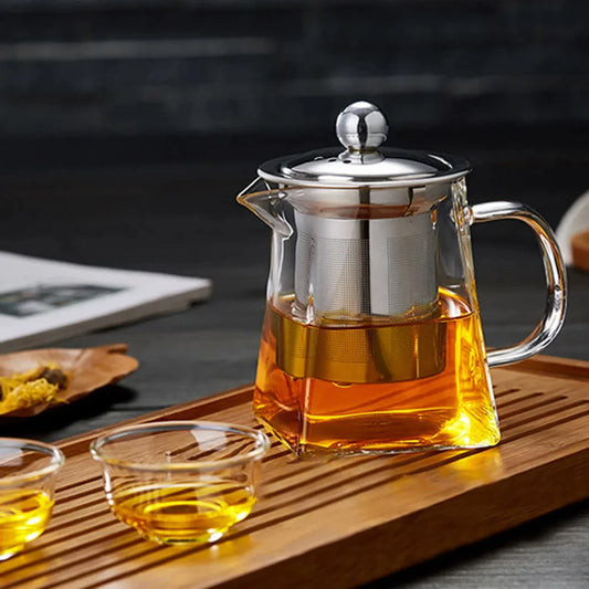 Heat Resistant Glass Teapot with Infuser Tea Kettle Tea Set Samovar Teaware For Loose Tea Home Kitchen Dining Bar
