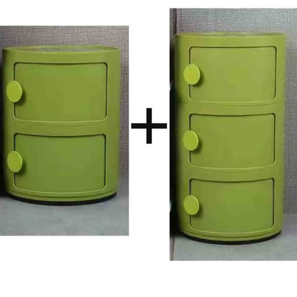Bedside Table with Drawers Small Round Side Table Storage Cabinet Plastic Side Cabinet Nightstand for Bedroom Living Room