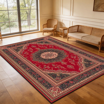 Persian-Style Floor Mat Classical Living Room Large Size Non-Slip Carpet Floor Bedroom and Living Room Lounge Rug Easy Clean