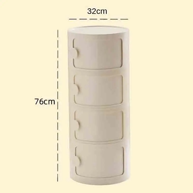 Bedside Table with Drawers Small Round Side Table Storage Cabinet Plastic Side Cabinet Nightstand for Bedroom Living Room